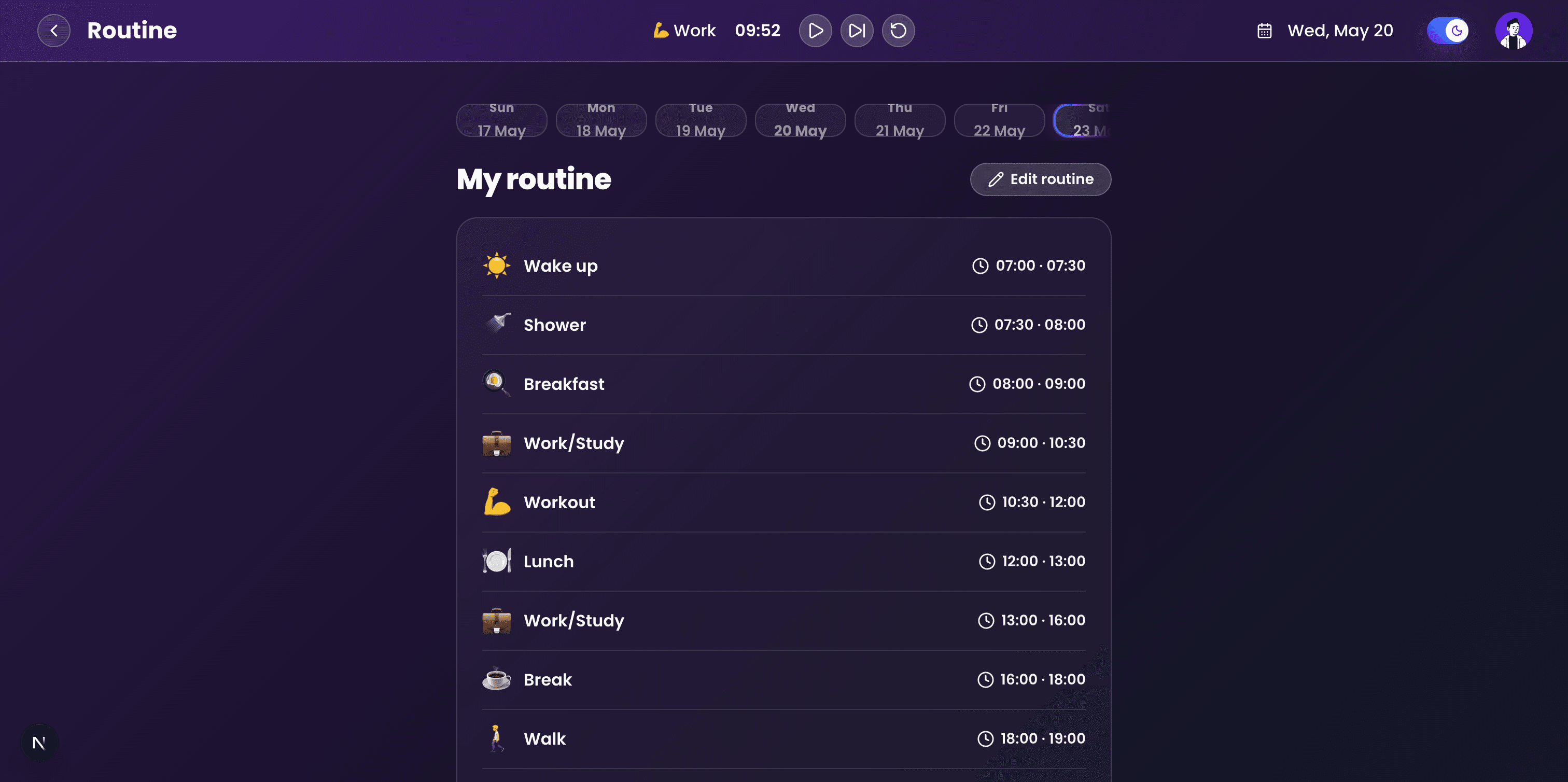 Krona daily routine schedule